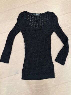 Dolce & Gabbana 1990s Black Open-Weave Scoop Neck Sweater